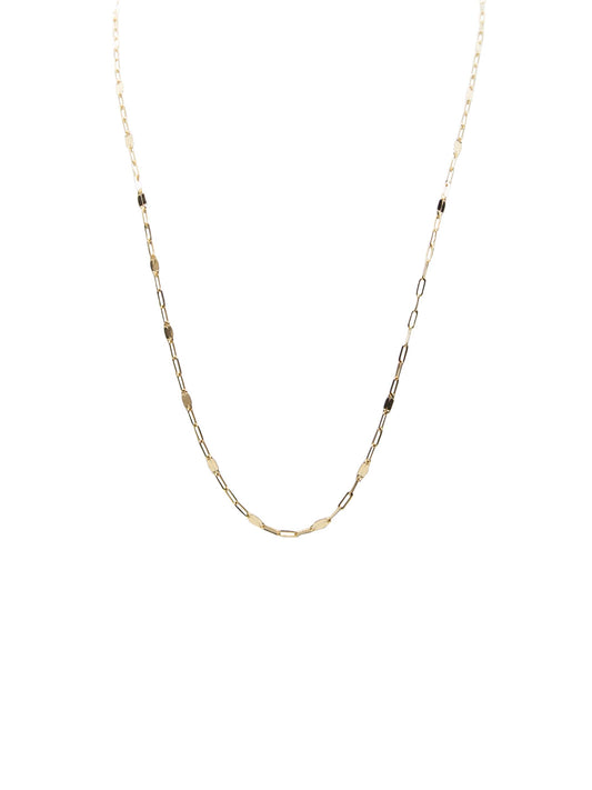 Paperclip and Anchor Necklace 14k Yellow Gold 16'