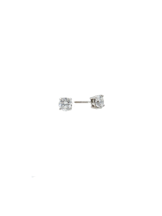 1.04 CTW Natural Diamond Solitaire Stud Earrings in 14K White Gold (G, VS2)