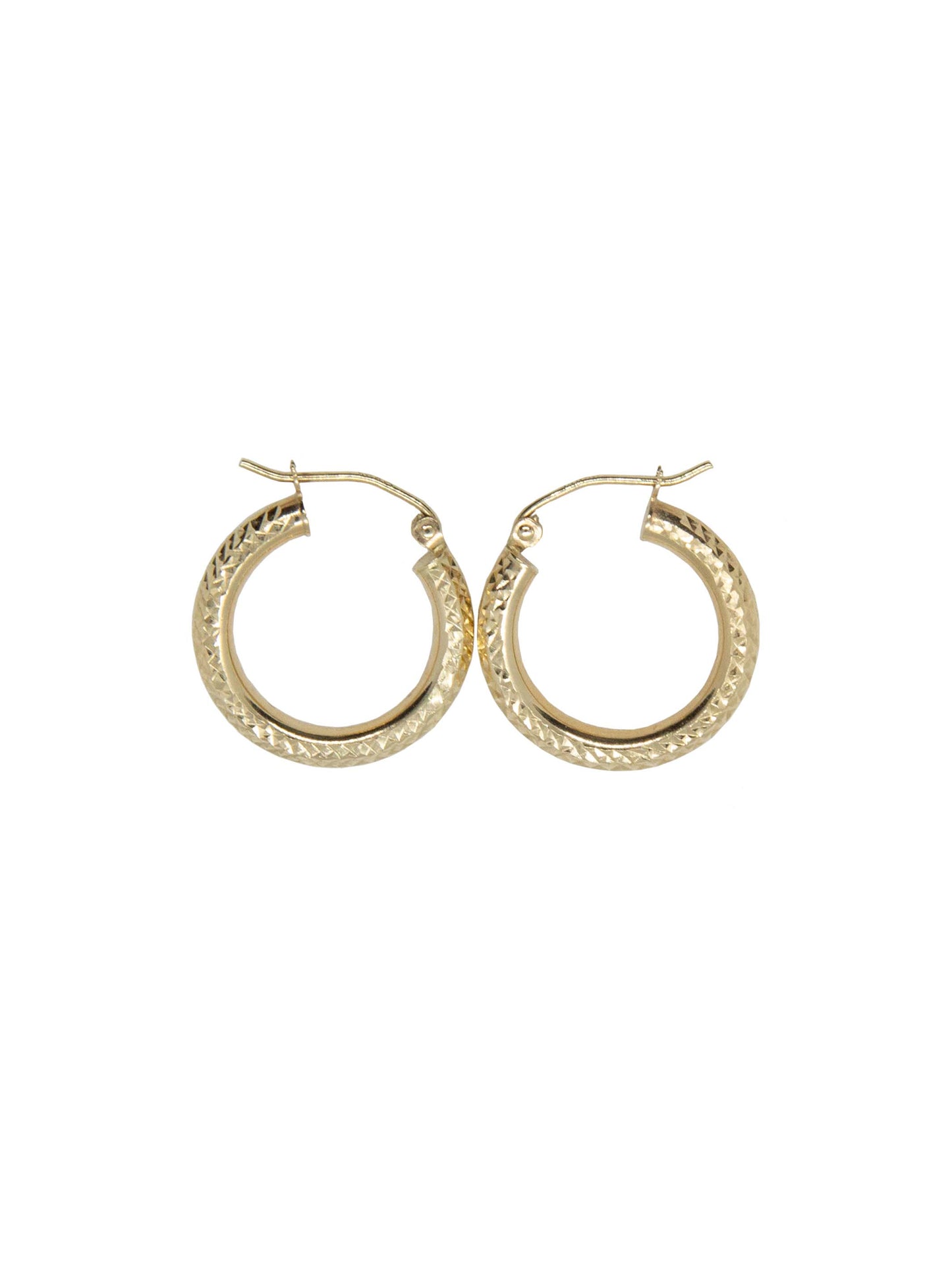 Diamond Cut Tube Hoop Earrings in 14k Yellow Gold