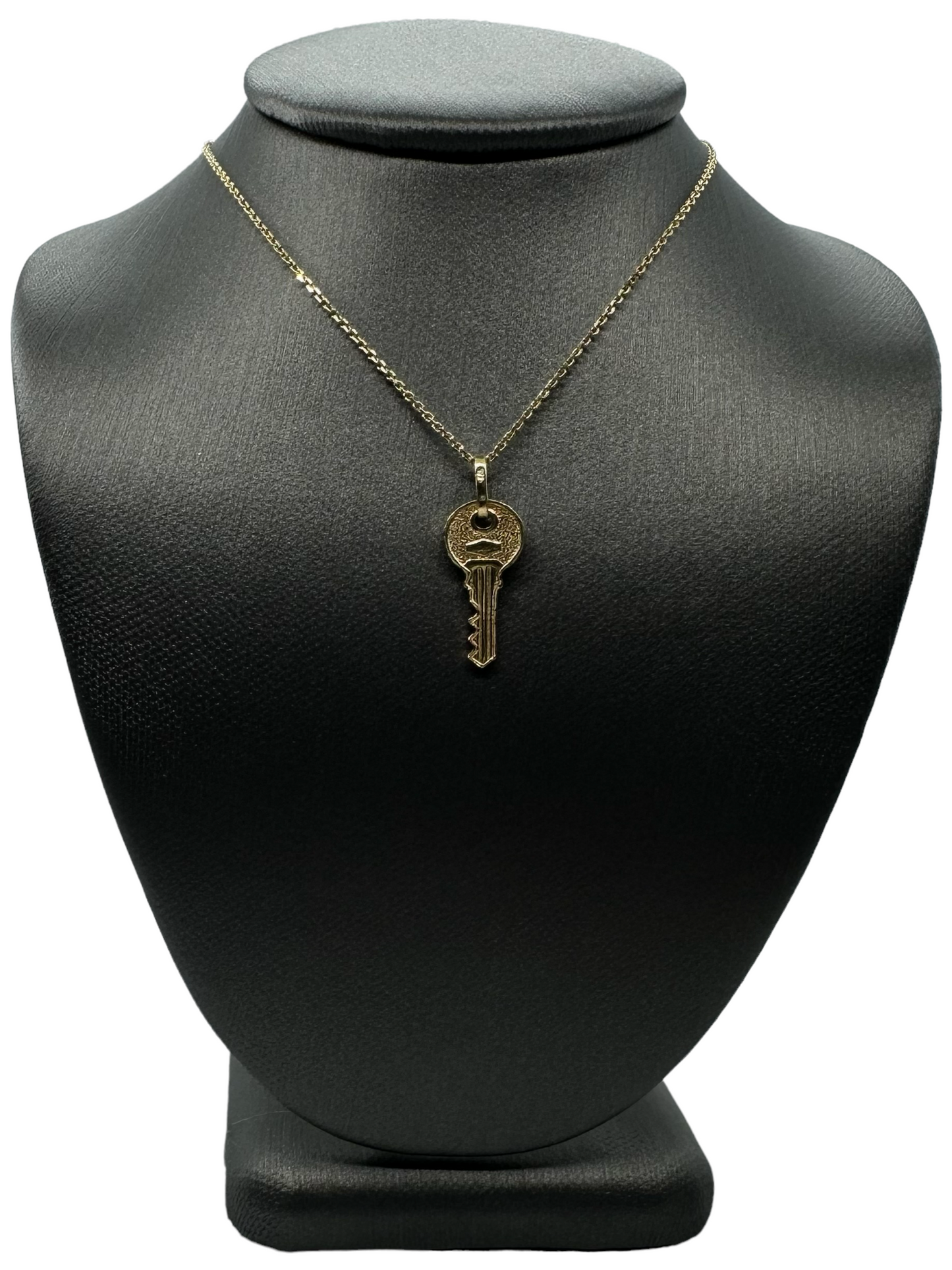 14k Solid Yellow Gold Tiny Key Pendant